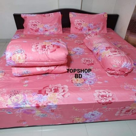 Five Piece Combo Set Pink Color Twill Comforter