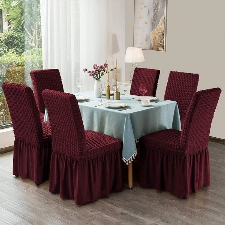 Dip Maroon Color শুধু মাত্র ৬ পিছ চেয়ার কভার।