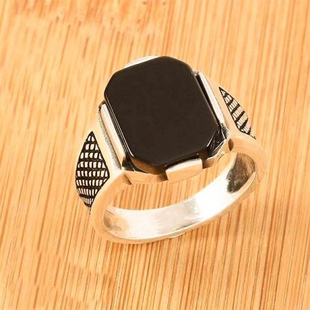 Italian Black Stone Gold color Men's Ring