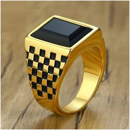 Arabic Black Stone Gold color Men's Ring