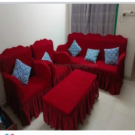 কাঠের সোফা লাল খয়েরি 3+1+1