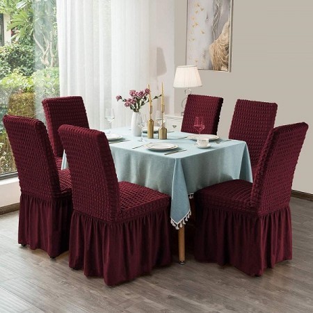 Dip Maroon Color শুধু মাত্র ৬ পিছ চেয়ার কভার।